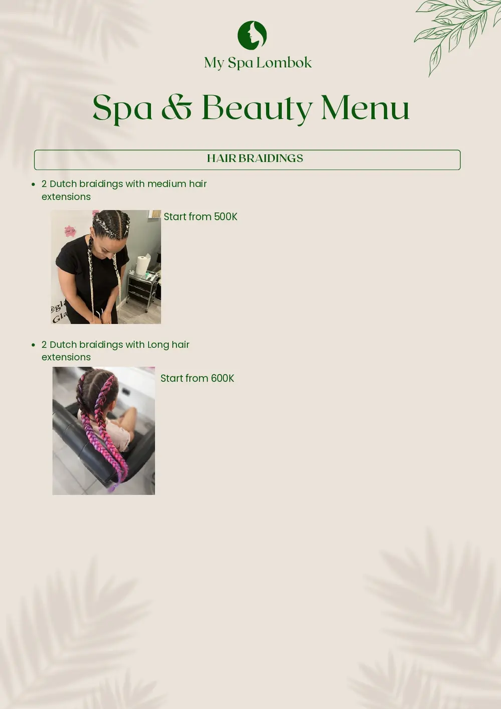 Special spa package deals and couple treatment menu at MY SPA LOMBOK Kuta Mandalika